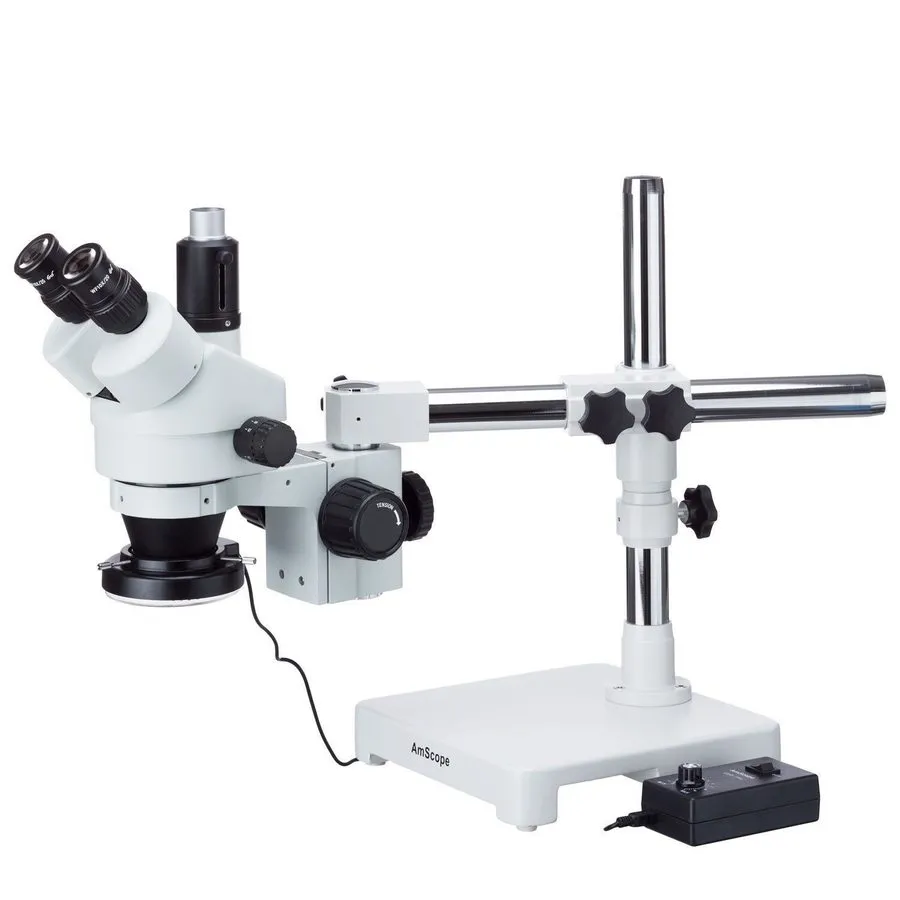 Микроскоп Amscope 3.5X-90X Boom Stand Trinocular Zoom Stereo Microscope+144-LED 