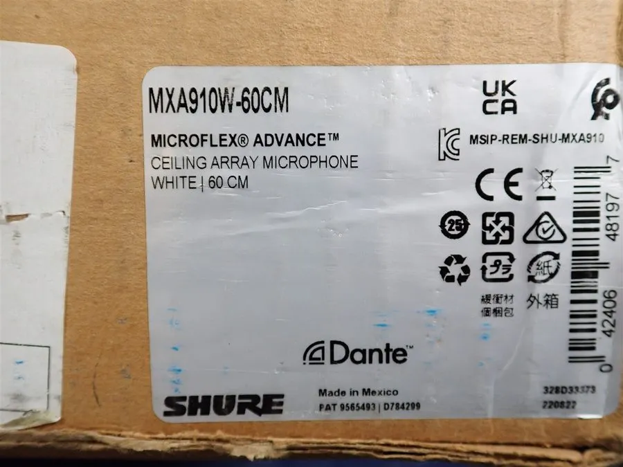 Микрофон Shure MXA910W-60CM Microflex Advance Ceiling Array Microphone