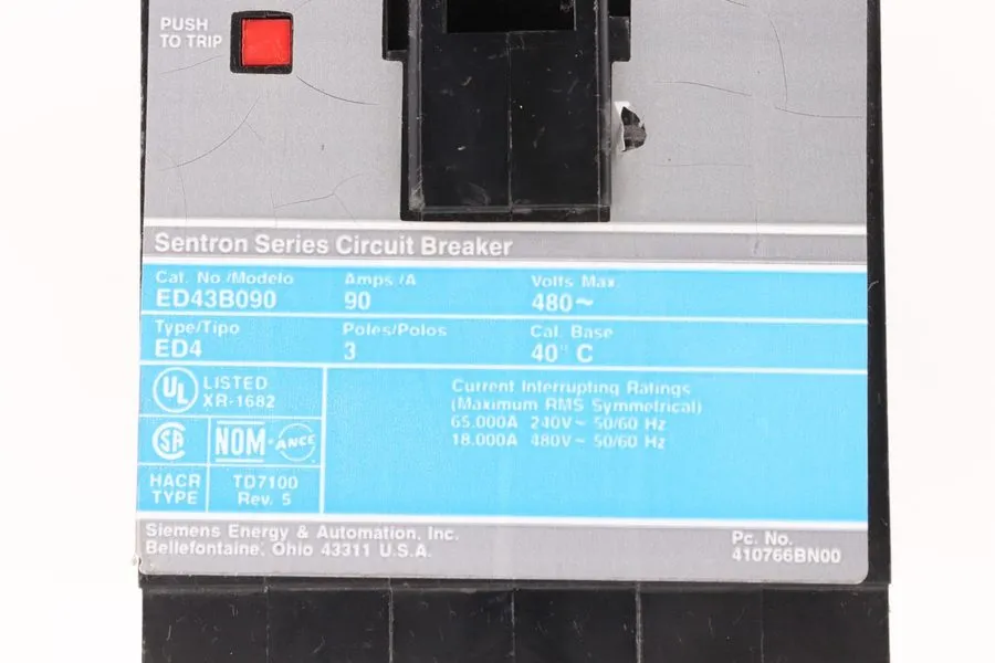 Автоматический выключатель SIEMENS SENTRON ED43B090 3 Pole 90 AMP Type ED4 Circu