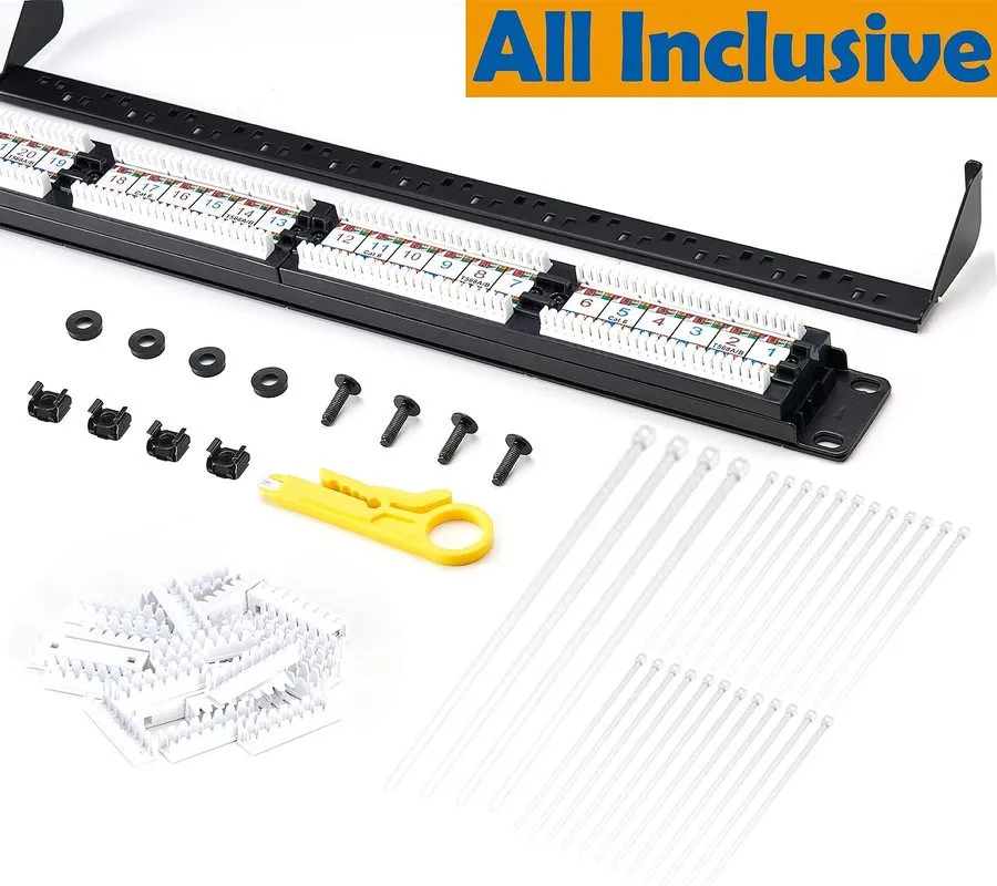 Патч-панель Cat6 Patch Panel 24 Port 1U 19 Inch Rackmount Wallmount 10G для Cat6 — фото лота 1