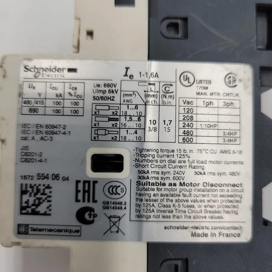 Автоматический выключатель Schneider GV2RT06 motor circuit breaker