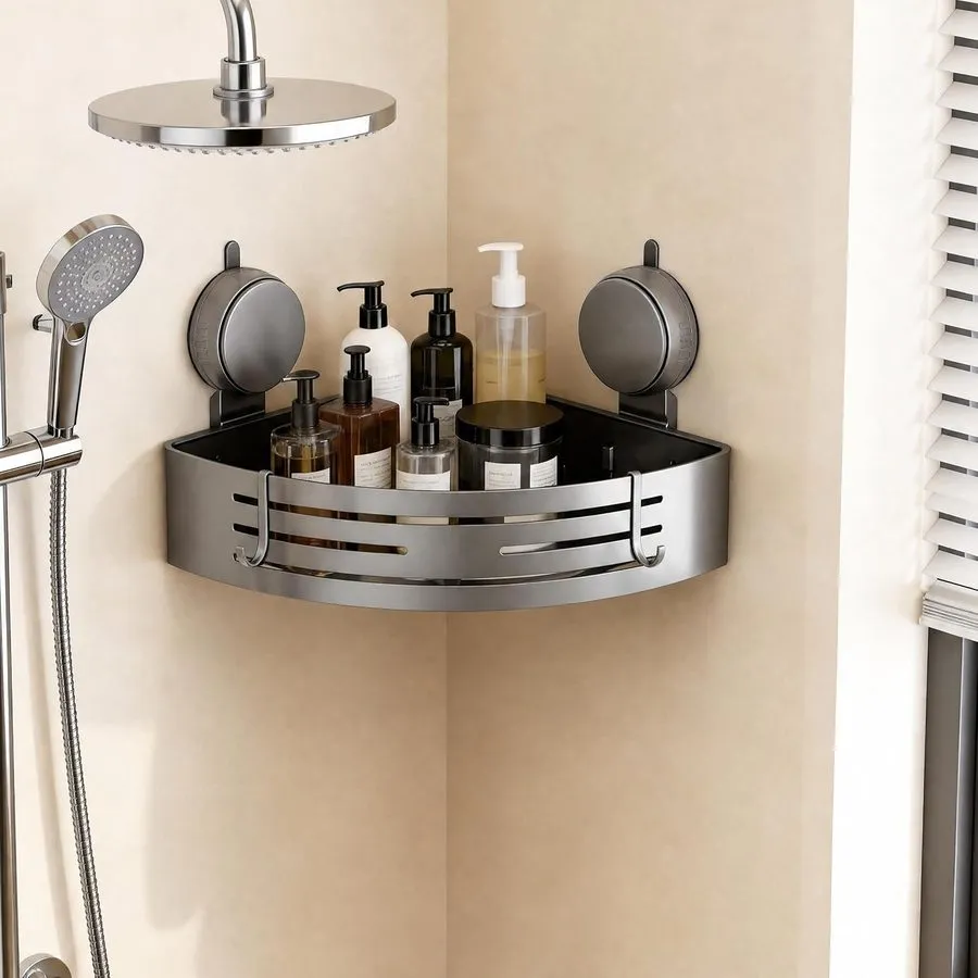 Вакуумная присоска No-Drilling Corner Suction Cup Shower Caddy1-Pack Gray,Rust-P — фото лота 1