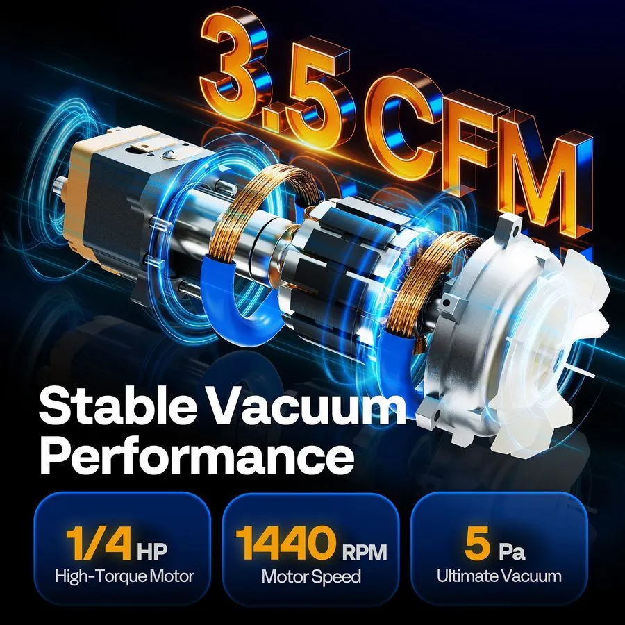 Насос 3.5CFM Air Vacuum Pump HVAC Manifold Gauge Set AC A/C Refrigeration Kit Co — фото лота 1