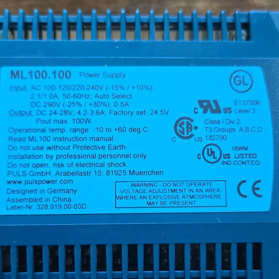 Блок питания PULS ML100.100 DIN Rail Power Supply 100-120/220-240VAC 100 Watt 24