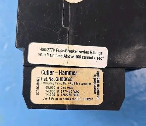 Автоматический выключатель EATON WESTINGHOUSE GHB3060 3 POLE 60 AMP 480v CIRCUIT