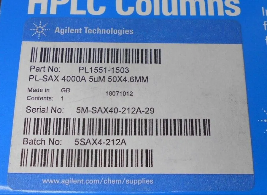 Хроматографическая колонка Agilent Technologies Part No: PL1551-1503 HPLC Column