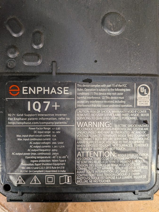 Инвертор Enphase IQ7PLUS-72-M-US 440 VA Inverter, x 26