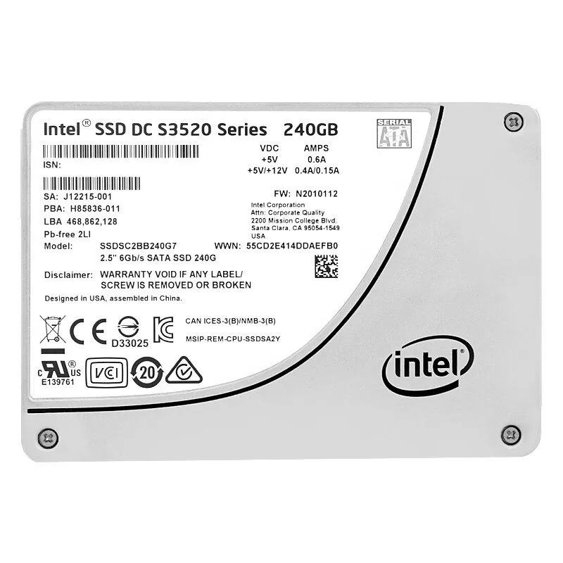 SSD-накопитель Solid State Drive SSD Intel DC S3520 240GB Sata III 2.5" Inch SSD