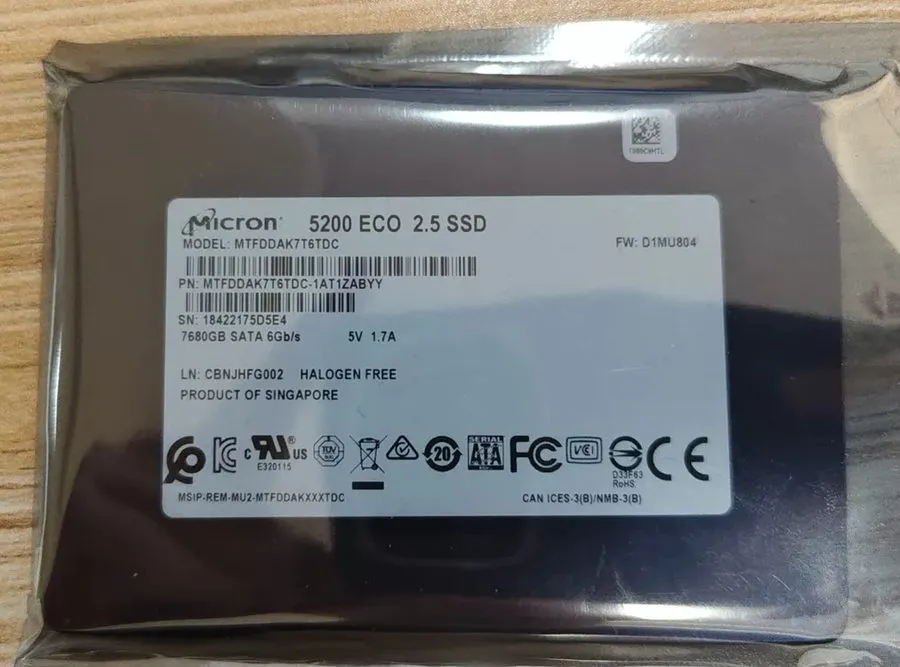SSD-накопитель Micron 5200 ECO 7.68TB SSD 2.5" SATA 6Gb/s MTFDDAK7T6TDC-1AT1ZABY