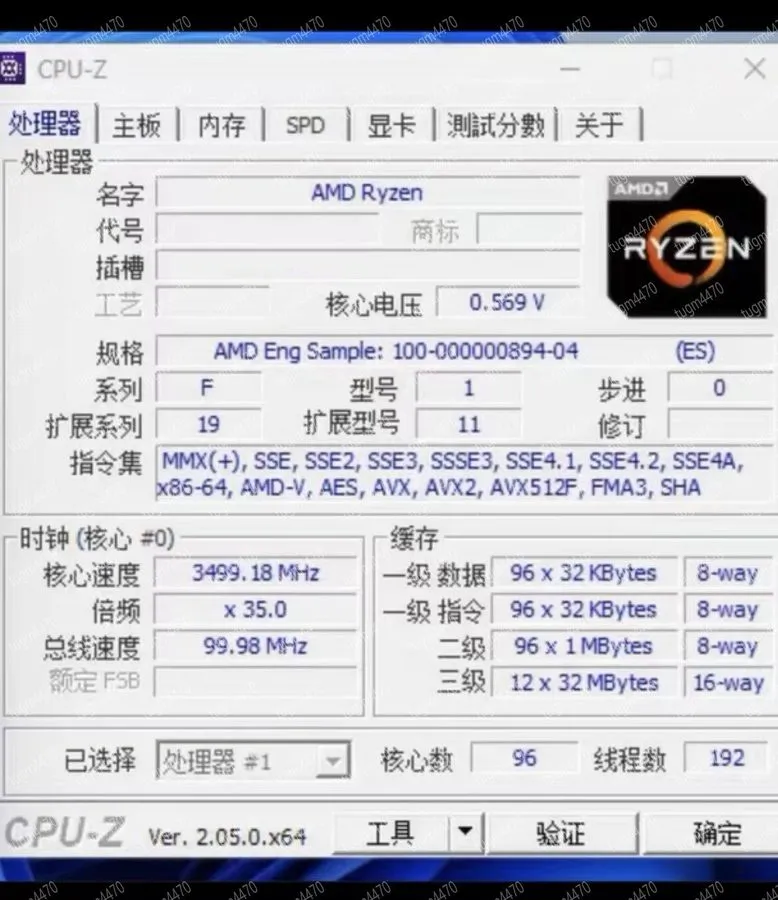 Процессор AMD EPYC 9654 QS CPU processor 2.15-3.50GHz 96Core 360W LGA-6096/Socke