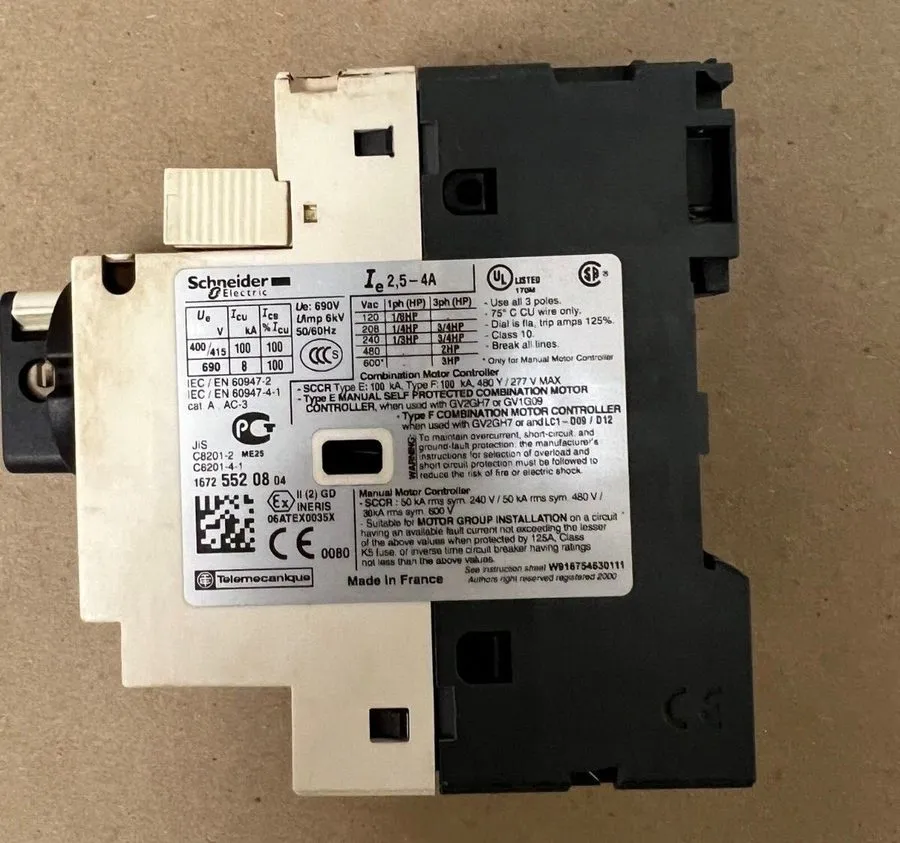 Автоматический выключатель Schneider GV2P08 Motor Circuit Breaker 2.5-4A 600V