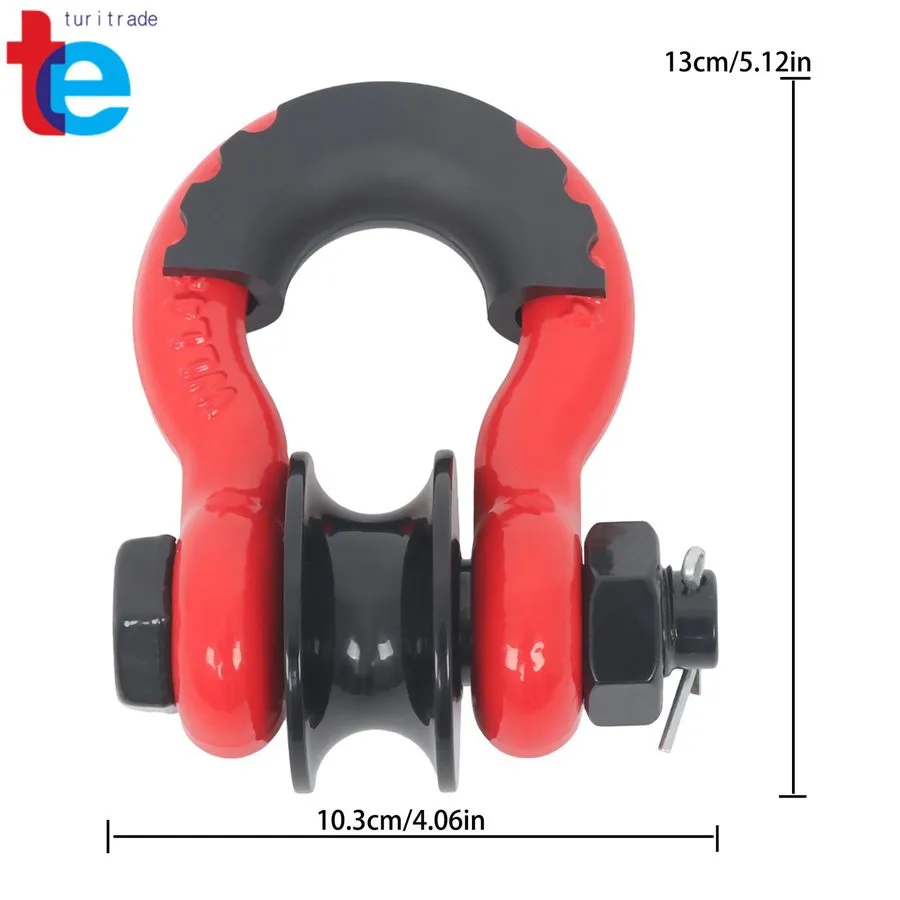 Такелажная скоба Pair Of Red 3/4" D Shackle Snatch Blocks With Pulley 22000LB Br — фото лота 2