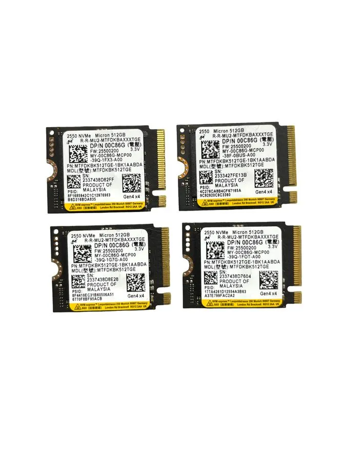 SSD-накопитель Micron 2550 512GB M.2 2230 NVMe PCIe Gen4 x4 SSD MTFDKBK512TGE