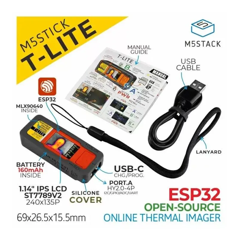 Оптико-электронная система M5Stack M5Stick T-Lite Infrared Thermal Imaging Tempe — фото лота 1