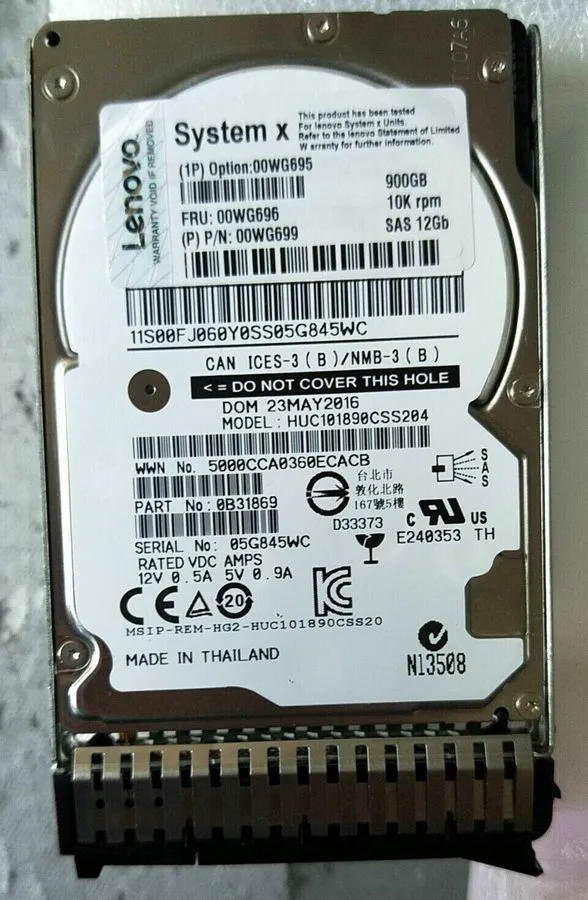 Жёсткий диск Lenovo 00WG695 00WG696 00WG699 900GB 12Gbps 10K 2.5" SAS HDD HARD D