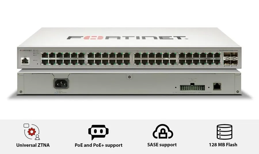 Коммутатор Fortinet FortiSwitch 248E 52Port 24x10/100/1000 PoE/4xGigabit SFP Man — фото лота 1