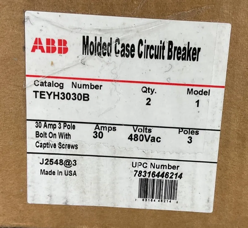 Автоматический выключатель ABB TEYH3030B BOLT-ON CIRCUIT BREAKER 30 A 3P 480V MO
