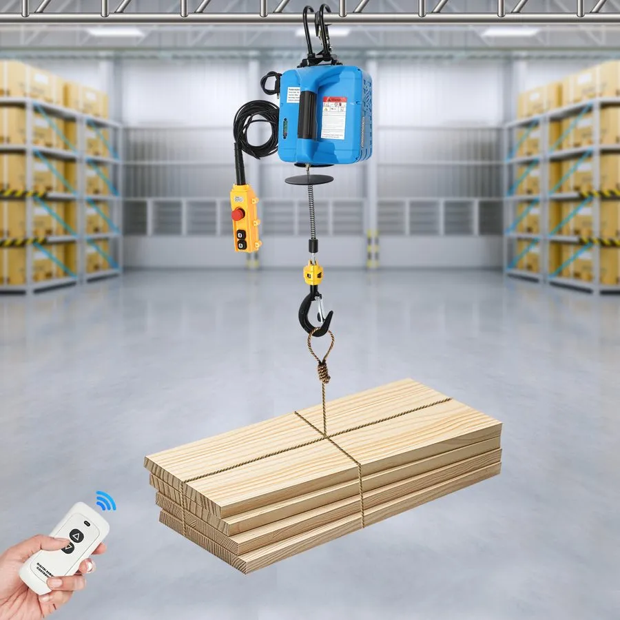 Таль 110V Electric Hoist 1100Lbs 2 Remotes 1500W 24.93Ft Portable Winch