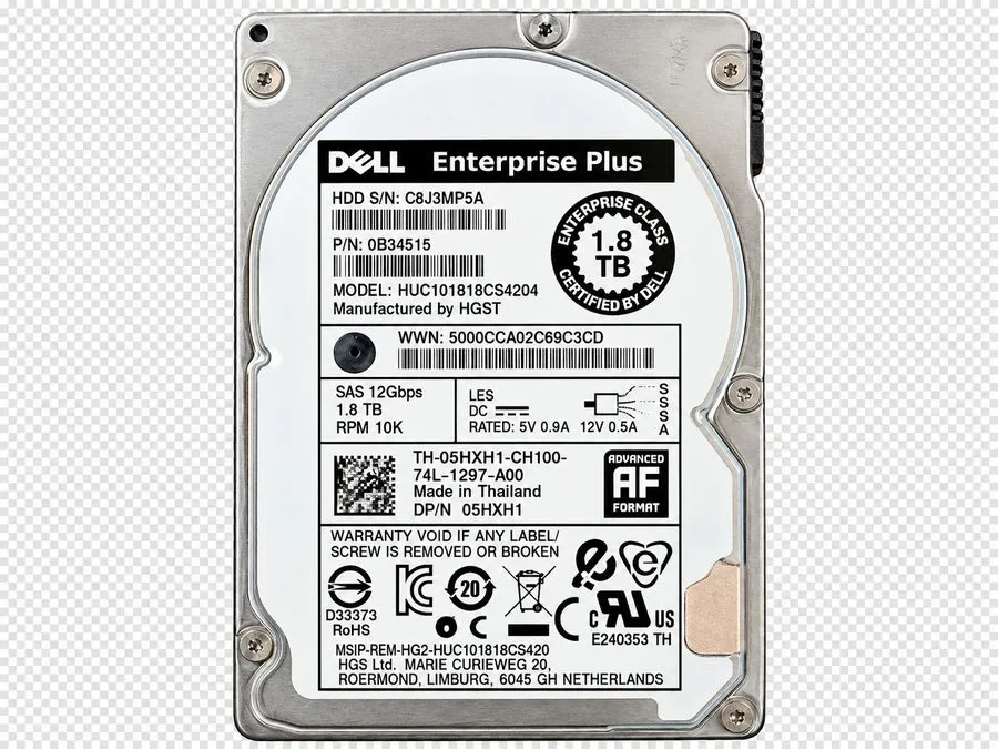 Жёсткий диск NewVTHDD DELL 1.8TB SAS 2.5" 12Gbps 10K RPM HDD HUC101818CS4204 0VT