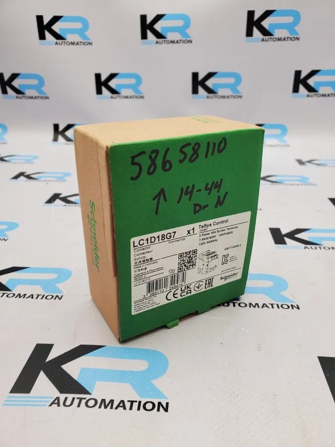Контактор LC1D18G7 IEC Contactor, TeSys Deca, Nonreversing 18A 10HP at 480VAC