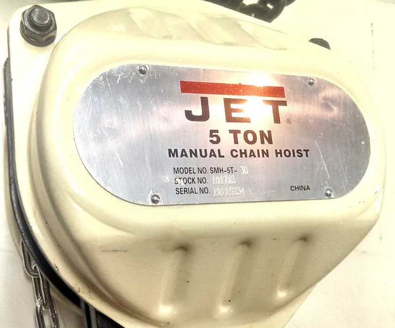 Таль Jet 101723 SMH-5T-30 Chain Hoist 5 Ton 30 Foot Lift (Lavergne Color) — фото лота 2