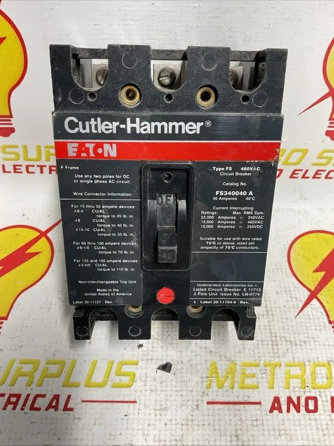 Автоматический выключатель FS340040A Cutler-Hammer Type FS Circuit Breaker 3 Pol