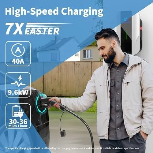 Аккумулятор J1772 Level 2 EV Charger 40 Amp,9.6kW No App Plug & Charge NEMA 14-5