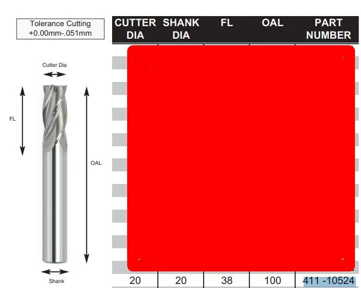 Режущий инструмент Merlin 20mm Solid Carbide 4-Flute End Mill 411-10524 K30 Micr — фото лота 2