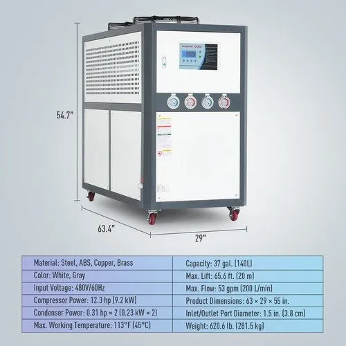 Чиллер CREWORKS 8 Ton 12.3HP Air-cooled Water Chiller — фото лота 3