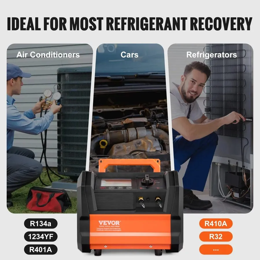 Станция обслуживания кондиционеров VEVOR PR24M Digit Refrigerant Recovery Machin — фото лота 2