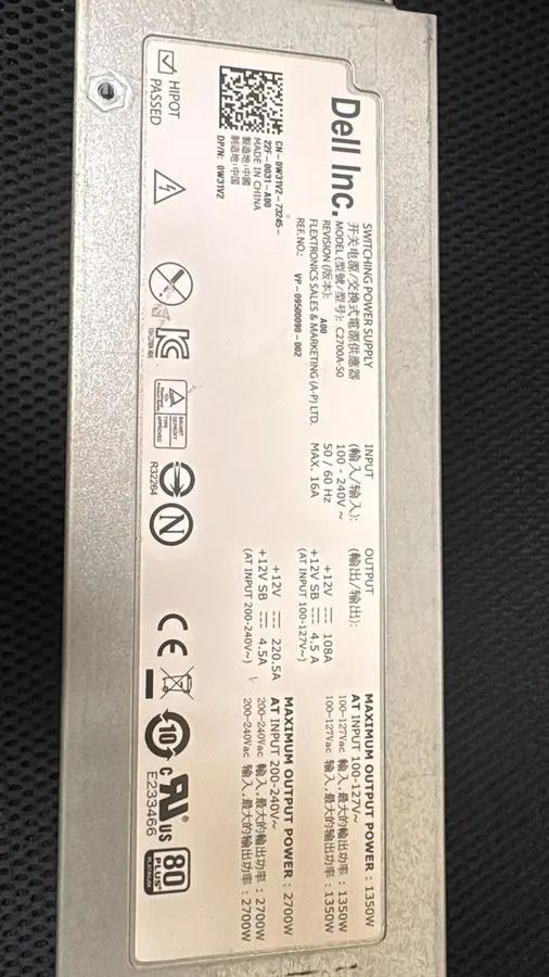 Блок питания DELL Power Supply/Power Supply C2700A-S0 2700W PowerEdge M1000e DP/