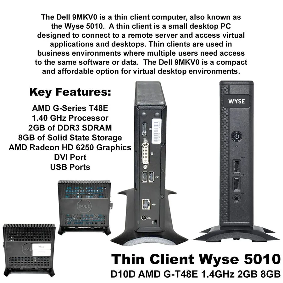 SSD-накопитель Dell Wyse D00DX Thin Client G-T48E 2GB DDR3 SDRAM 2GB SSD OS: Cit
