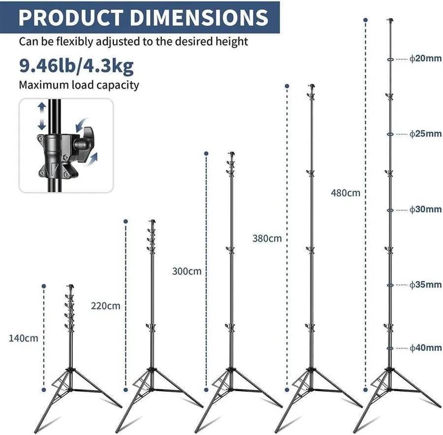 Оборудование видеонаблюдения Heavy Duty Light Stand Tripod 15.7ft Air Cushioned  — фото лота 2