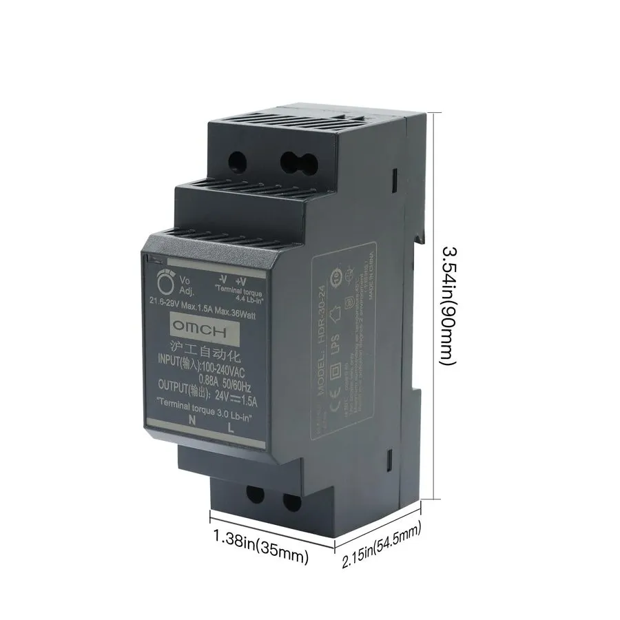 Блок питания HDR3024 DIN Rail Power Supply 24V 1.5A 36W Ultra Slim High Efficien — фото лота 2