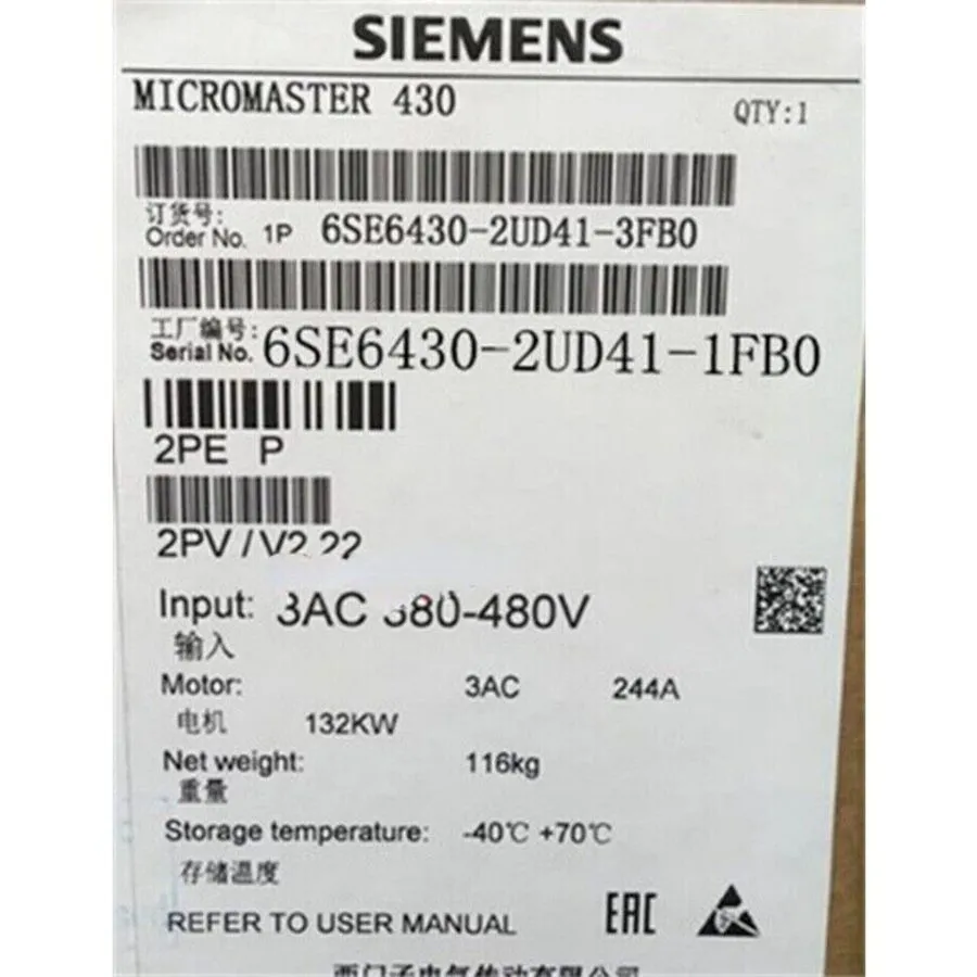 Частотный преобразователь Siemens 6SE6430-2UD41-1FB0 MICROMASTER430 without filt