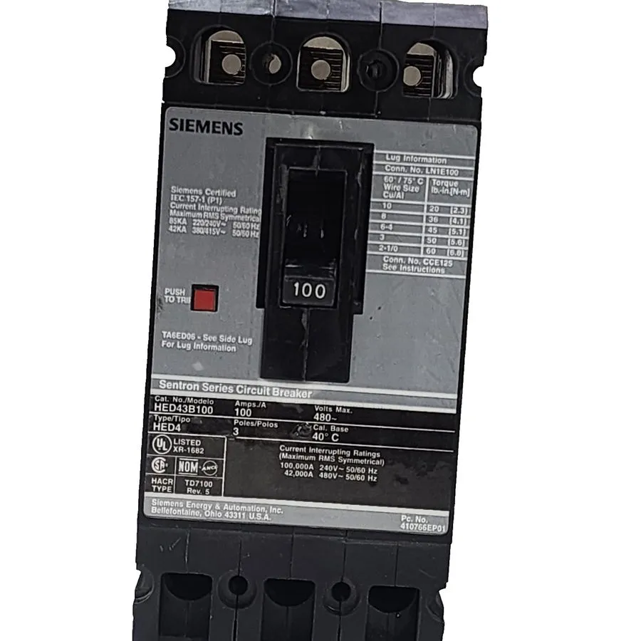 Автоматический выключатель Siemens Sentron Circuit Breaker HED43B100 3P 100 Amp 