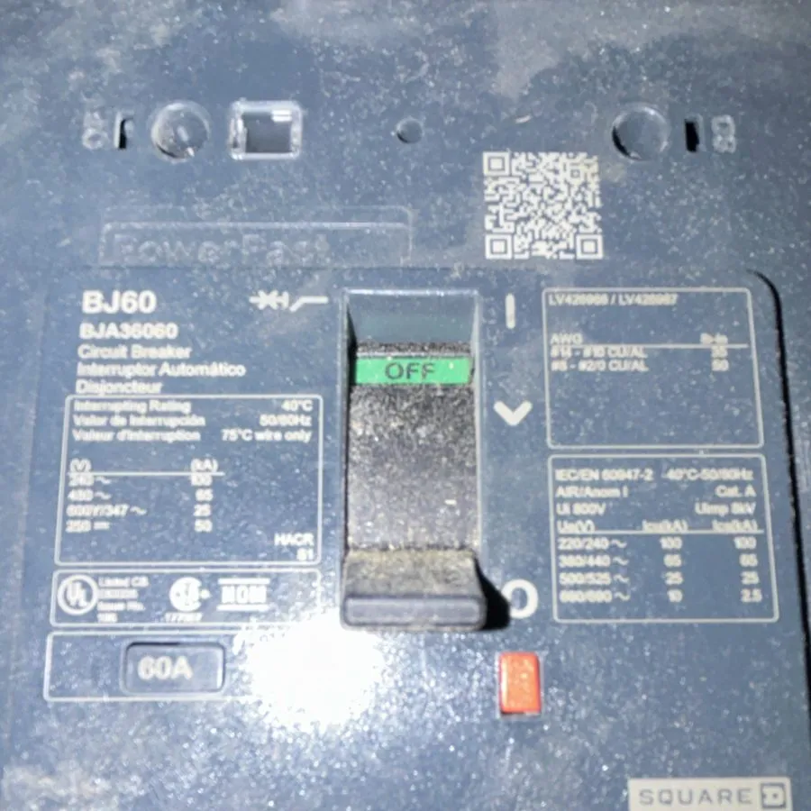 Автоматический выключатель SQUARE D POWERPACT BJA36060 60A 3 Pole 65kA@480V I-LI