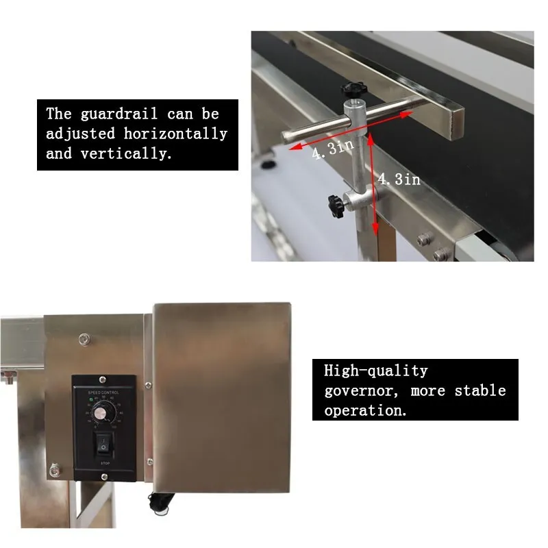 Конвейер 110V PVC Conveyor w/Dual Guardrail 59"x7.8" 60W Adjustable Speed Motor 