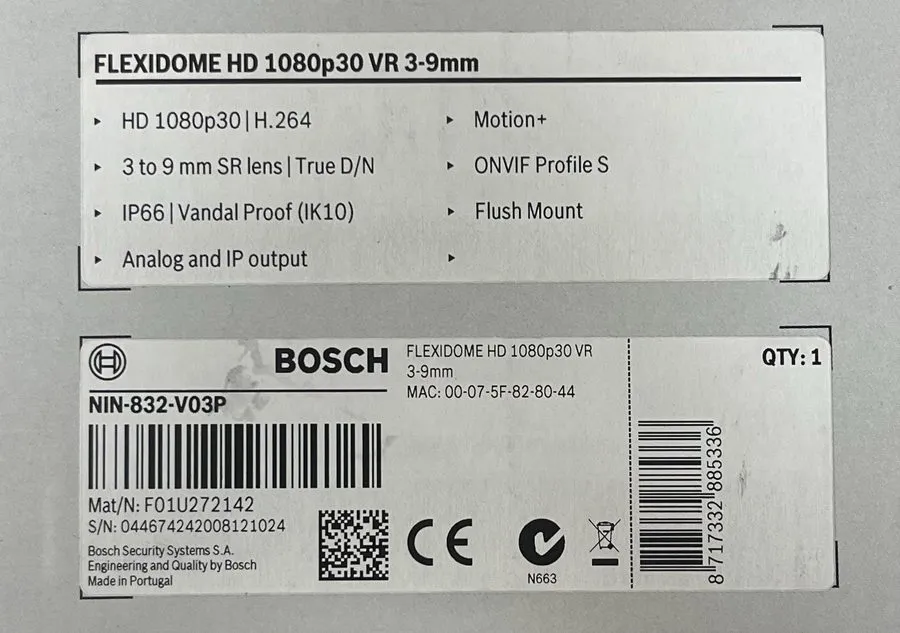 Камера Bosch Dome Camera FLEXIDOME IP 7000 VR NIN-832-V03P 3-9 mm