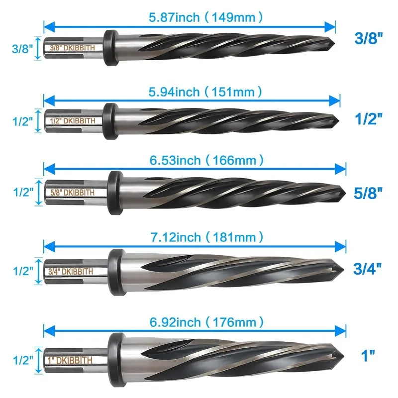 Режущий инструмент M2 HSS Taper Chucking Reamer Set, 1/2" 3-Flat Round Reamer Se