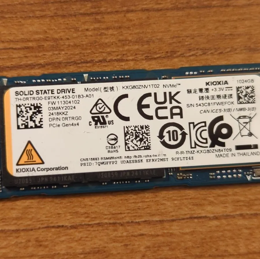 SSD-накопитель Kioxia 2280mm NVMe 1TB M.2 NVMe Gen 4.0 x 4 SSD KXG80ZNV1T02