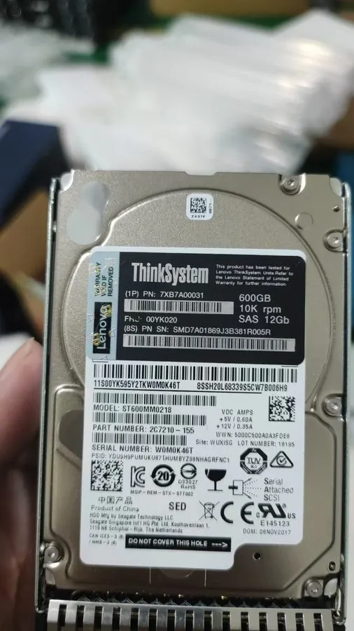 Жёсткий диск 7XB7A00031 Lenovo 00YK020 600GB 12G 10K SAS 2.5 inch″ SED HDD With