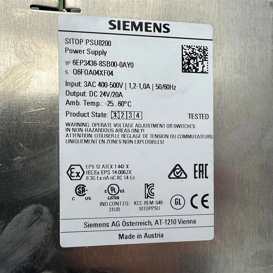 Блок питания Siemens SITOP PSU8200 Power Supply Unit Din Rail 480W 20A 24VDC