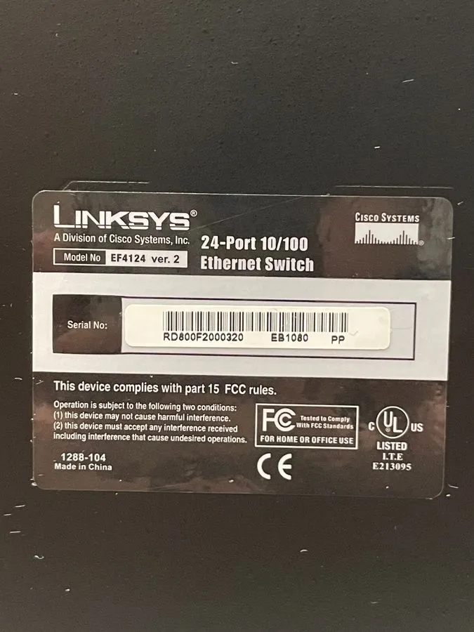 Коммутатор Cisco Linksys EF4124 24-Port 10/100 Ethernet Switch i682 — фото лота 4