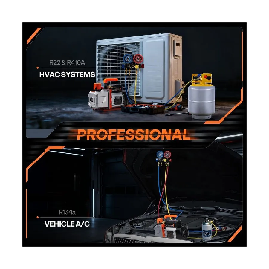 Насос 7.2CFM 2 Stage Vacuum Pump 3/4HP Rotary HVAC Refrigeration Air Conditionin — фото лота 2