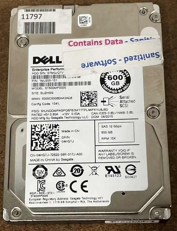 Жёсткий диск 4HGTJ ST600MP0005 Dell ENTERPRISE 600GB 15K SAS 2.5"12G HDD Hard Dr — фото лота 1