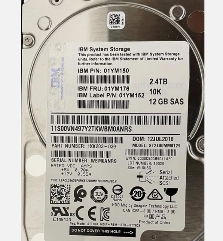 Жёсткий диск 01YM176 01YM150 01YM152 2.4TB 12Gbs SAS 10K HDD IBM V7000 FS7200 Ge