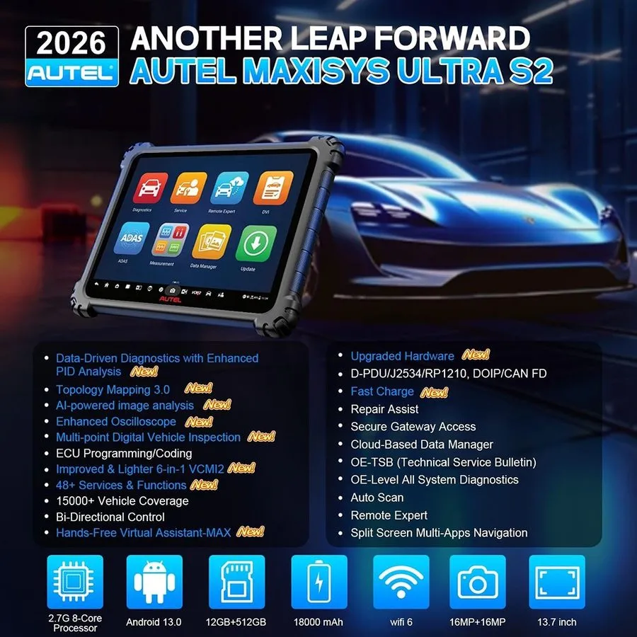 Диагностический сканер 2026 Autel MaxiSys MS919 S2 AI Diagnostic Scanner VCMI2 O — фото лота 1
