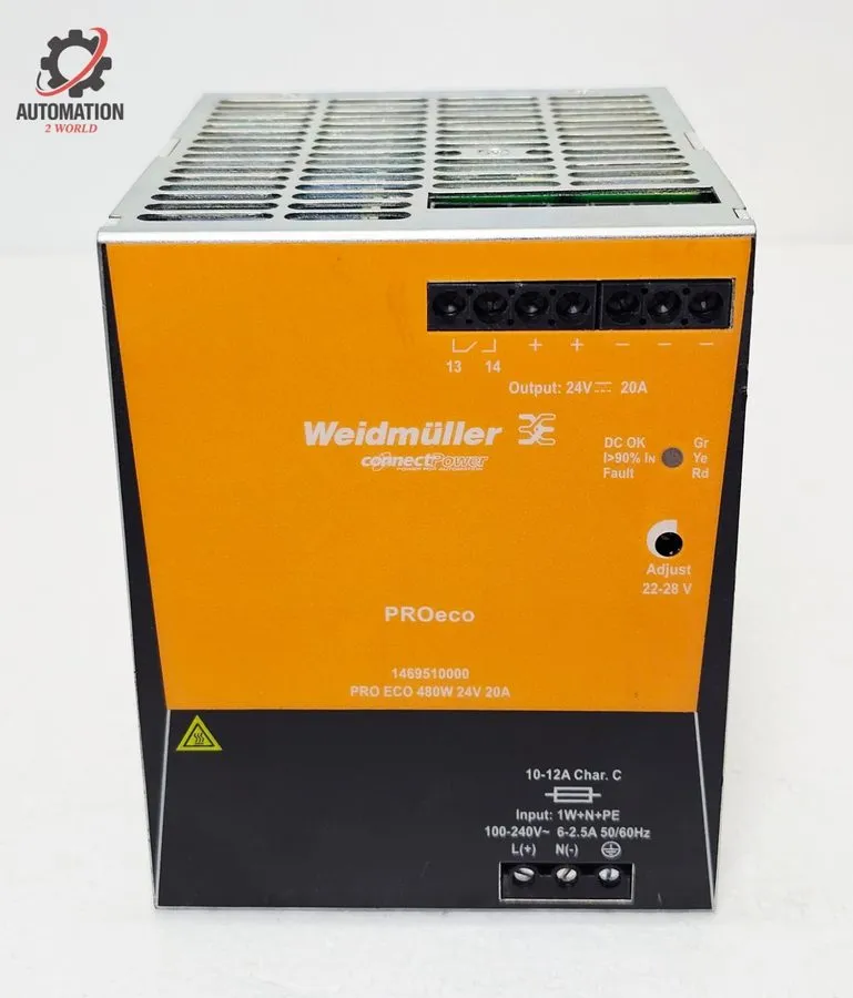 Блок питания Weidmüller 1469510000 PRO ECO 480W 24V 20A DIN Rail Power Supply — фото лота 2