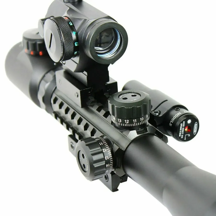 Оптико-электронная система 3-9X40 Illuminated Rifle Scope with Red Laser Sight & — фото лота 2